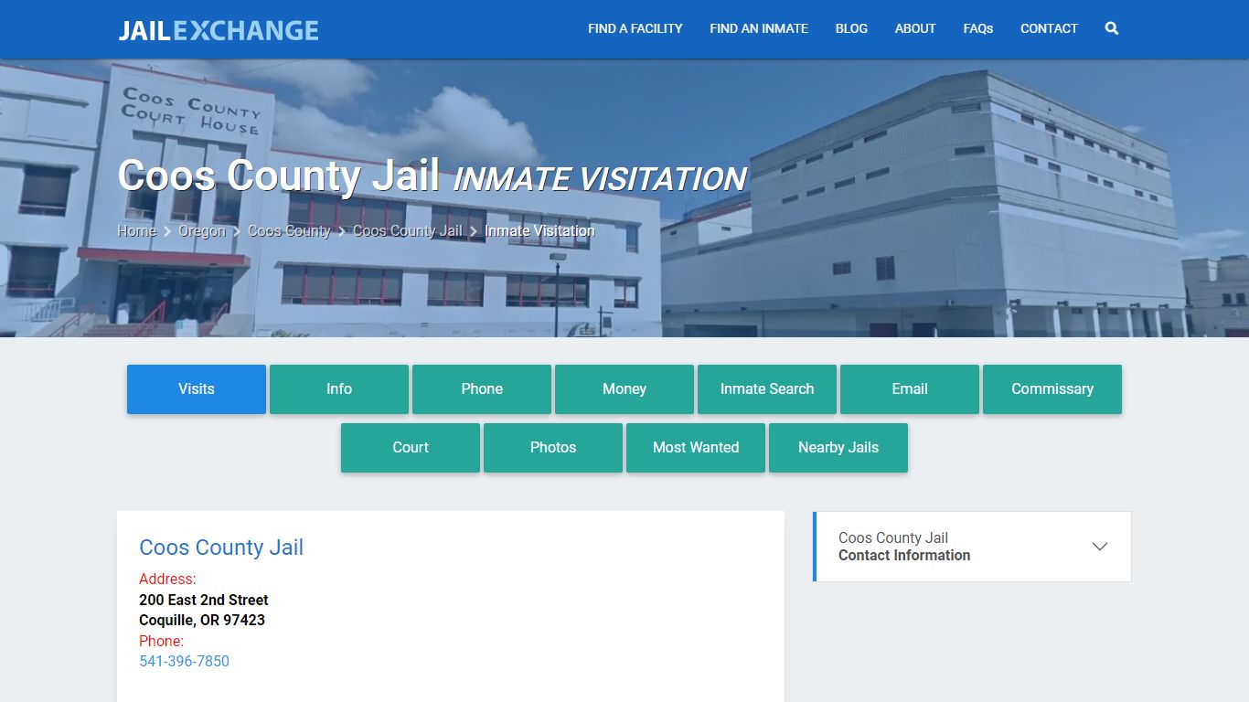 Inmate Visitation - Coos County Jail, OR - Jail Exchange